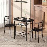 Homcom Breakfast Stools Set Black Bar Table
