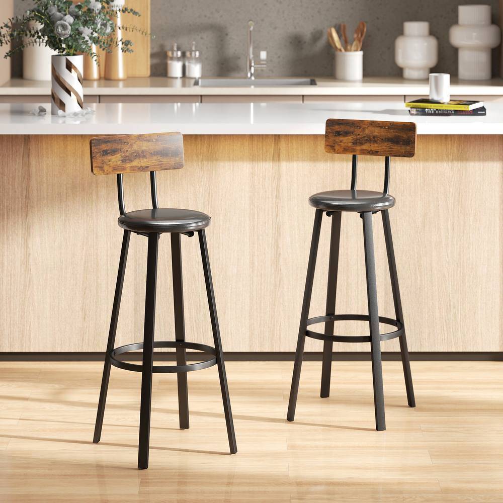 Homcom Rustic Bar Stools 2 pcs - Brown/Black