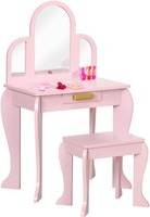 Children's dressing table with mirror Homcom Kids Dressing Table Set With Mirror And Drawer Pink