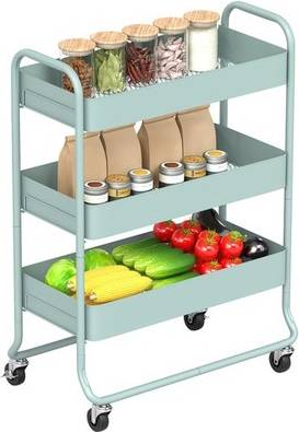 Homcom 3-Tier Storage Cart With Mesh Backets Trolley Table