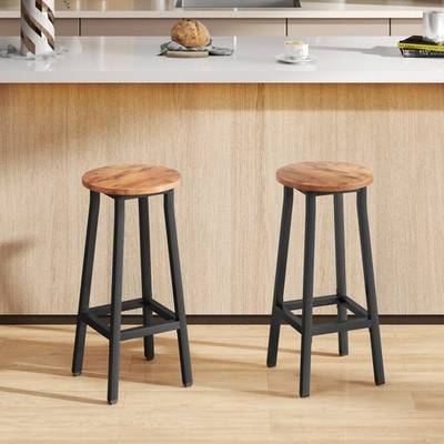 Homcom Stools Set of 2 Rustic Brown