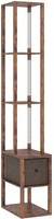 Homcom with Shelves LED Column Rustic Brown Floor Lamp