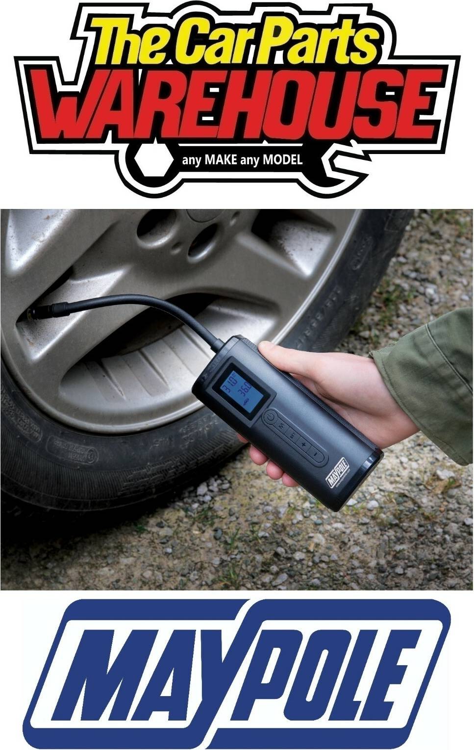 Maypole Smart Air Pump Fast Inflation Tyre USB Power Bank