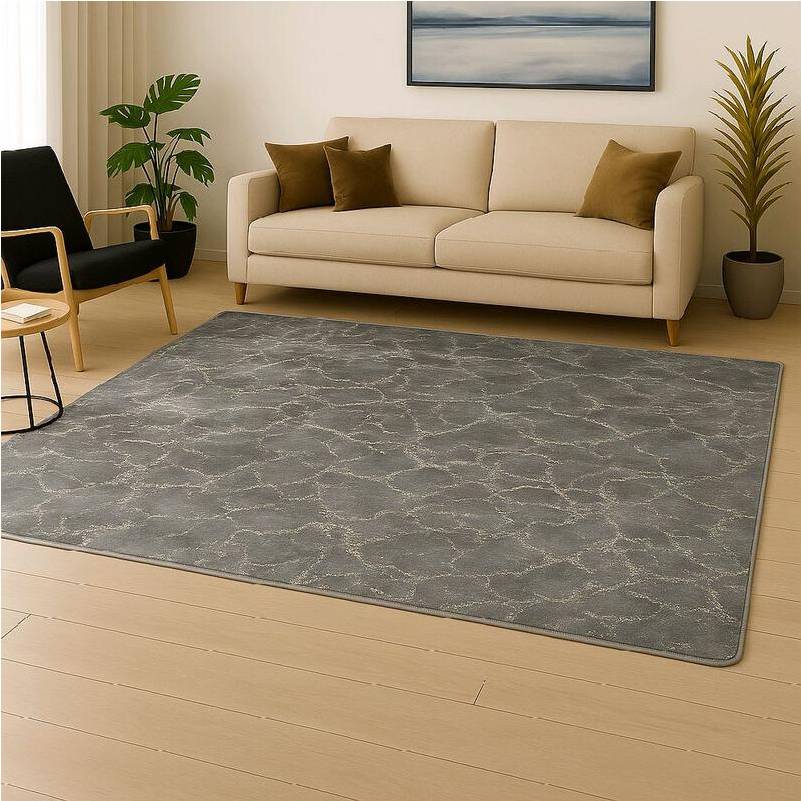 Grey Gold Luxury Marble Effect Rug