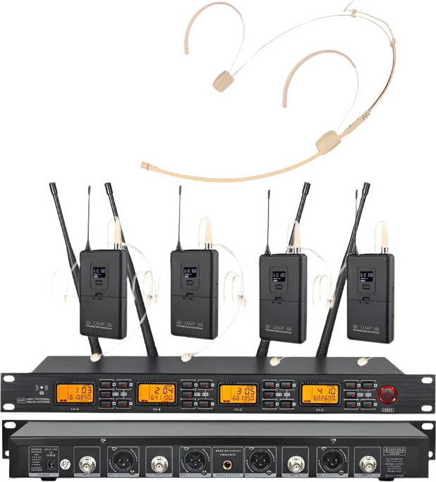 Professional UHF Wireless Headset Microphone System