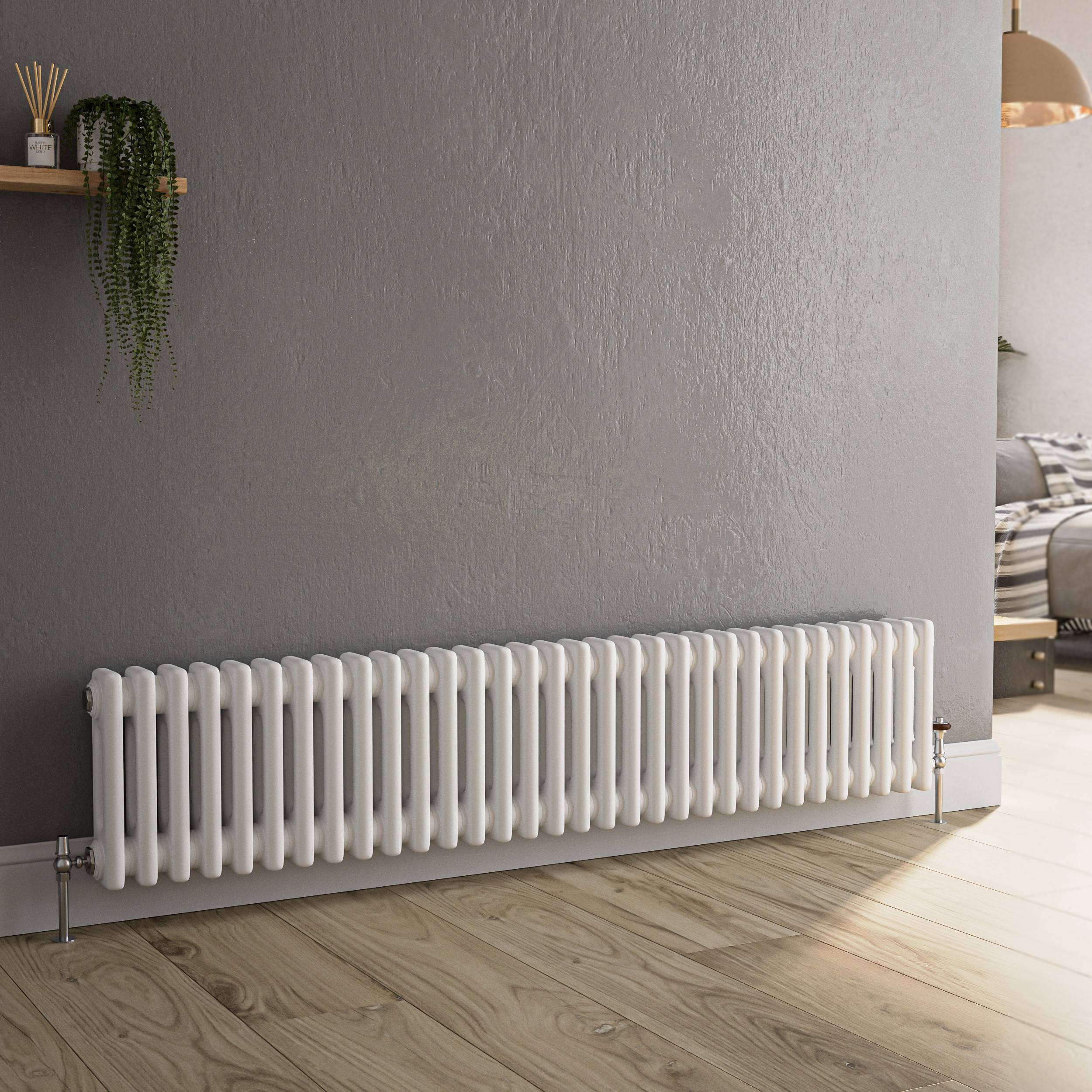White Horizontal Double Column Radiator 300x1460mm