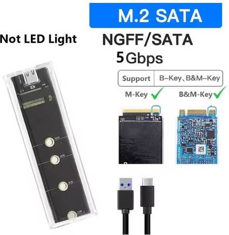 RGB M2 SSD Case M.2 To USB Transparent