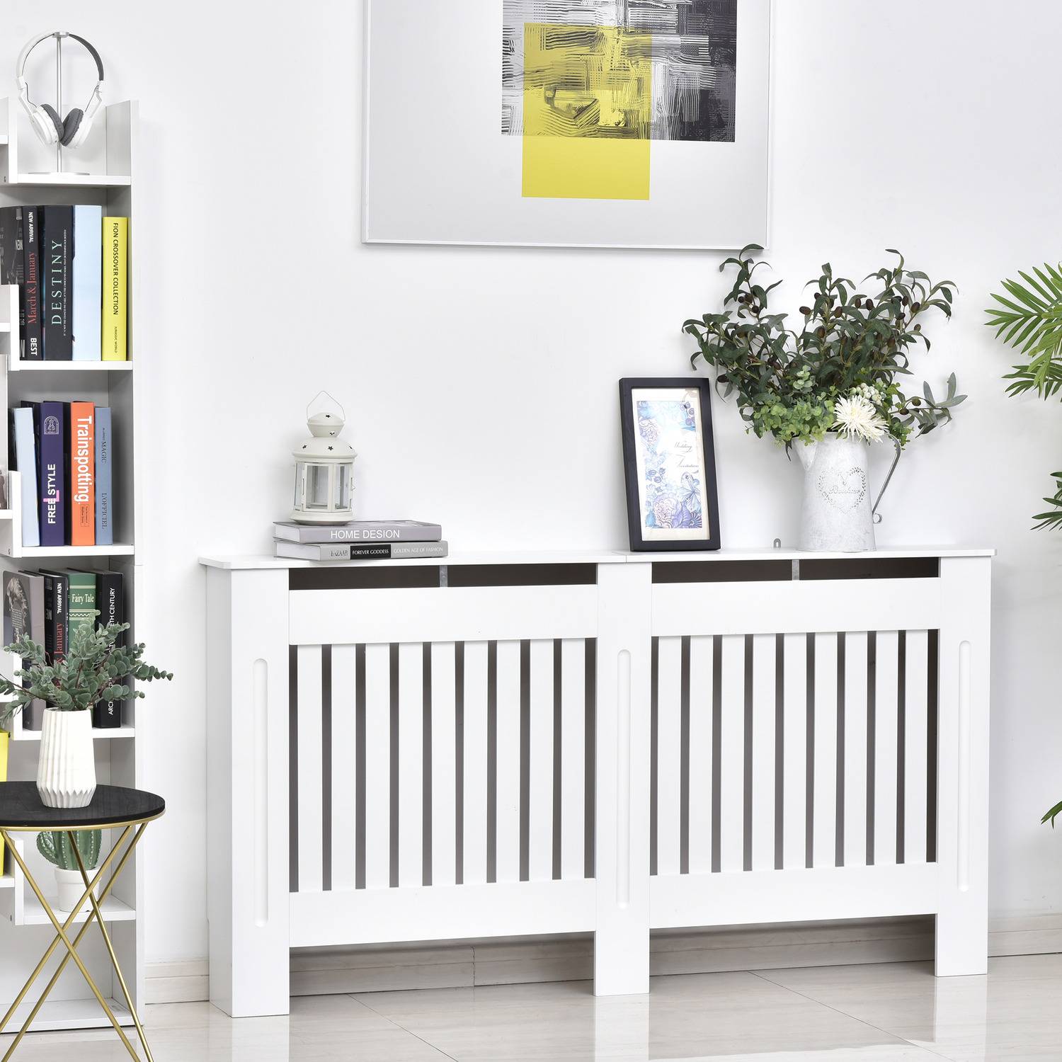 Homcom Slatted Radiator Cover White