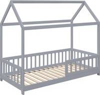 Homcom House-Shaped Kids Bed Frame with Guard Rails
