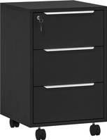 Homcom Three-Drawer Locking Filing Black Storage Cabinet