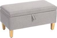 Homcom 30L Linen Ottoman Padded Footstool Storage Bench