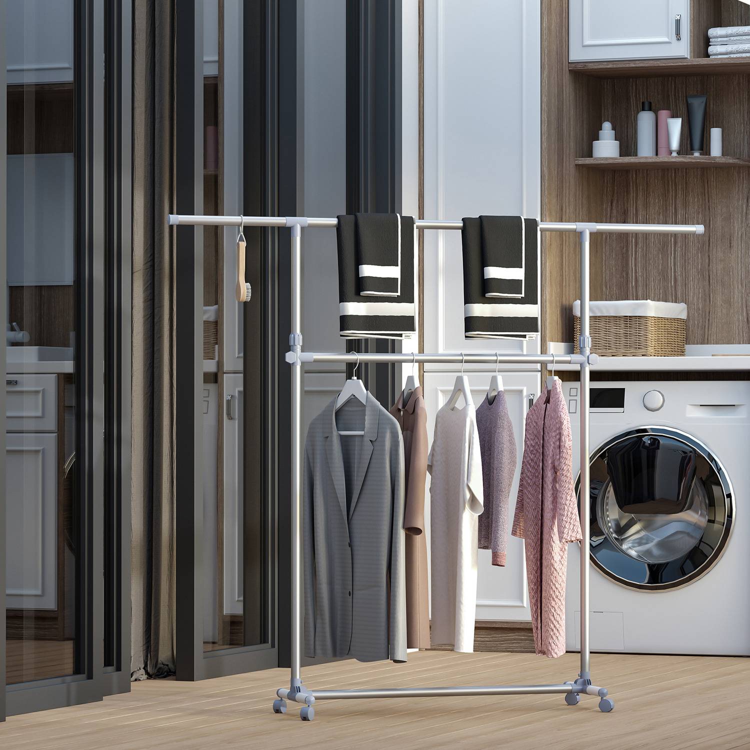 Homcom Heavy Duty Hanger Silver Clothes Rack