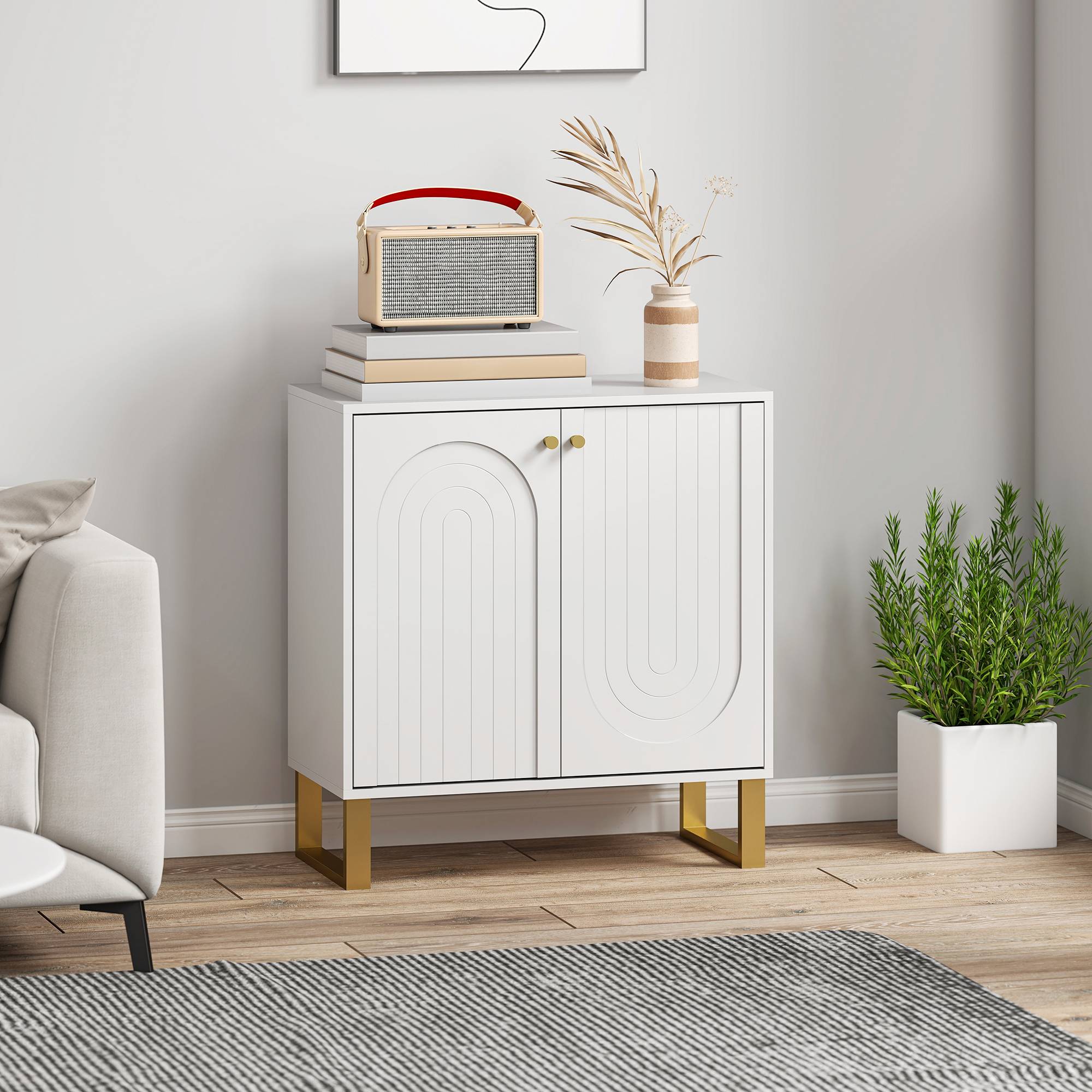 Homcom With Doors Adjustable Shelves Sideboard