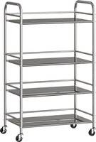 Homcom 4 Tier Stainless Steel Kitchen Storage Trolley Rullebord