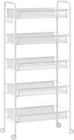 Homcom Five-Steel Mesh Basket Storage Trolley White Rullebord