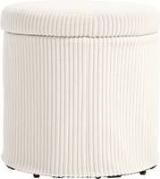 Homcom 40cm Round Storage Ottoman Beige Stool