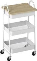 Homcom 3-Tier Kitchen Storage White Oak Trolley Table