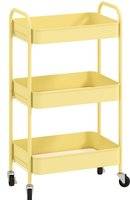 Homcom Three-Tier Steel Storage Yellow Trolley Table