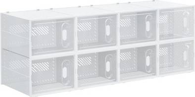 Homcom 8pcs Stackable Clear Plastic Storage Box Shoe Rack