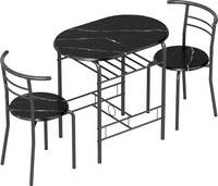 Homcom Three-Piece Compact Black Dining Set 3pcs