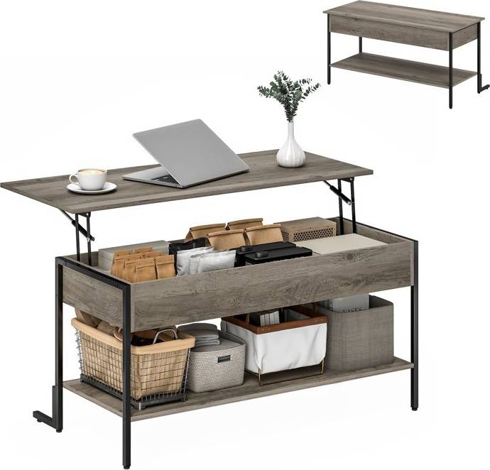 Table basse plateau relevable Homcom Plateau Relevable Compartiment Caché Table Basse
