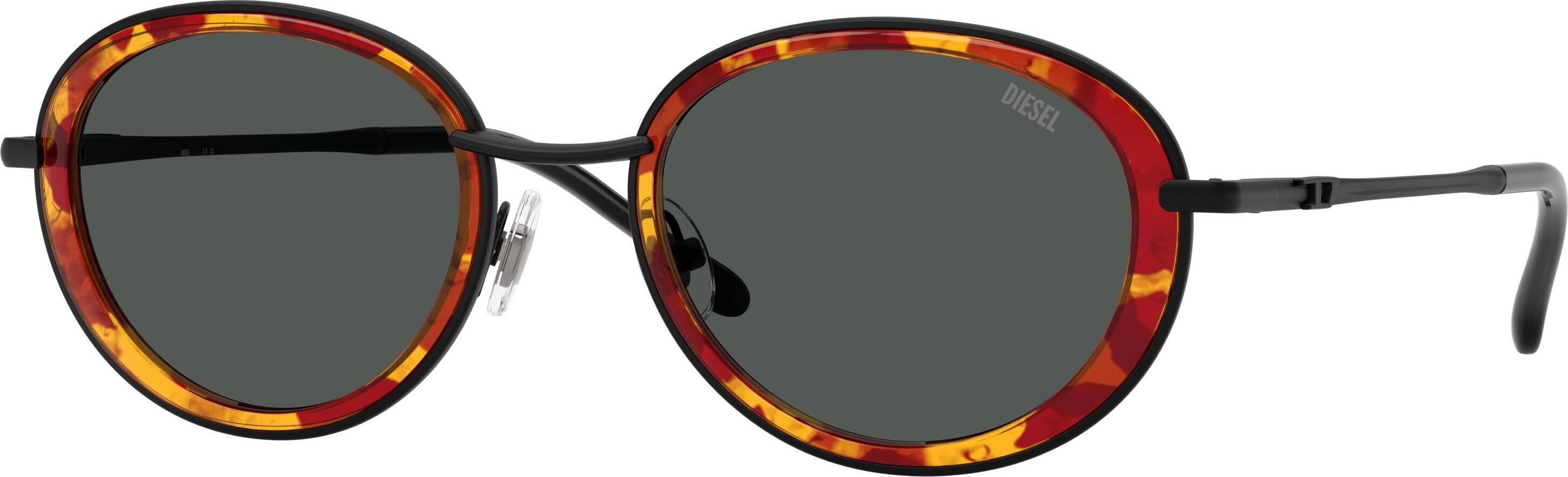 Diesel Unisex DL1018 Metal Solbriller Rund Normal - Sort Grå