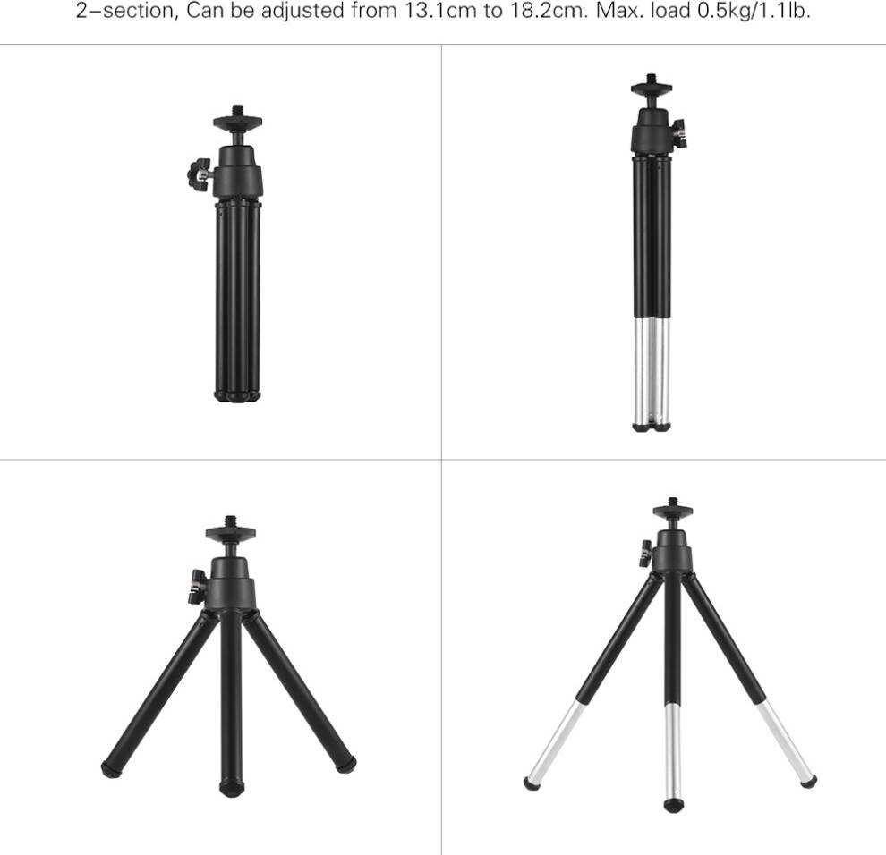 Mini 2-Section Extendable Desktop Tripod