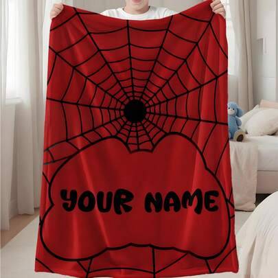 Shein Customizable Text Spider Web Pattern Commemorative Blanket Blankets