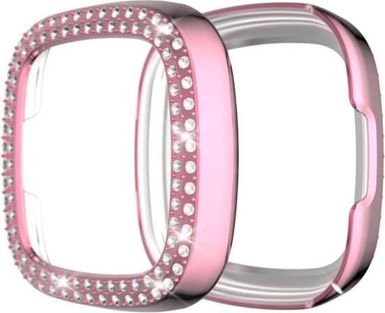 Fitbit Versa 3 Sense Dual-Row Rhinestone Frame Pink