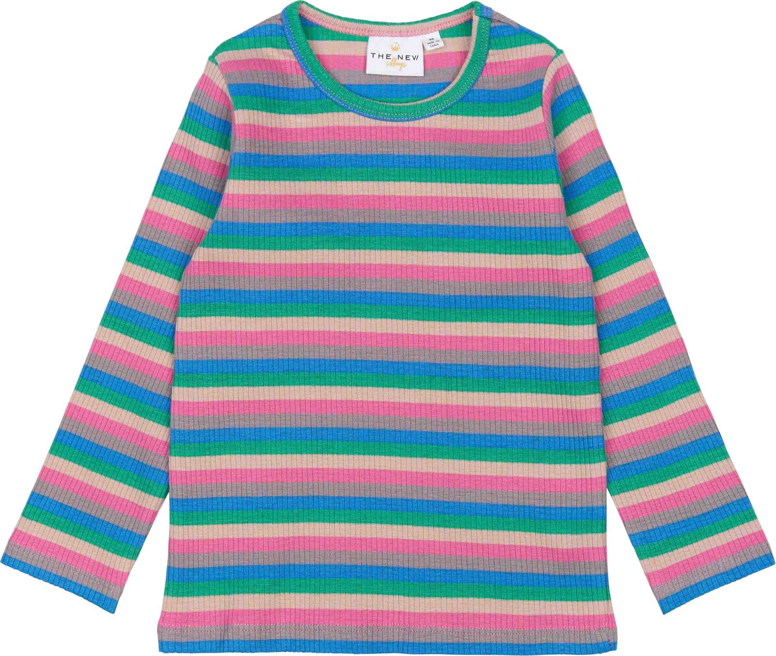 The New Tnstpolly Långärmad Ribbad Topp Multi Striped - Rosa