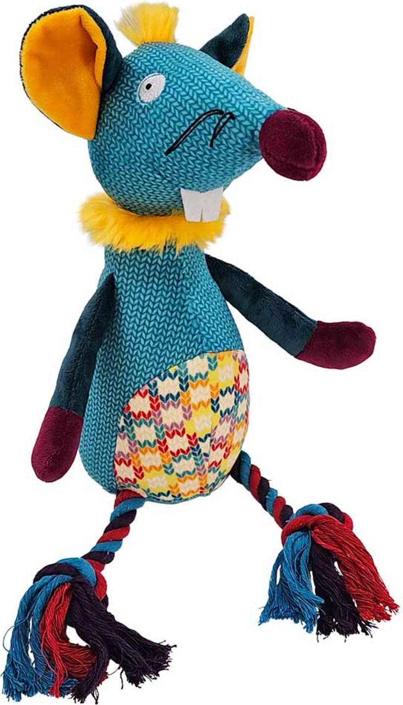 Nobby Plush Mouse With Rope Bleu