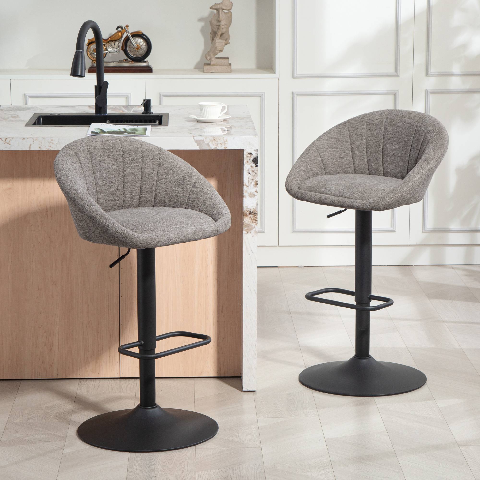 Homcom Set Of 2 Swivel Height Adjustable Barstools Bar Stool 2pcs