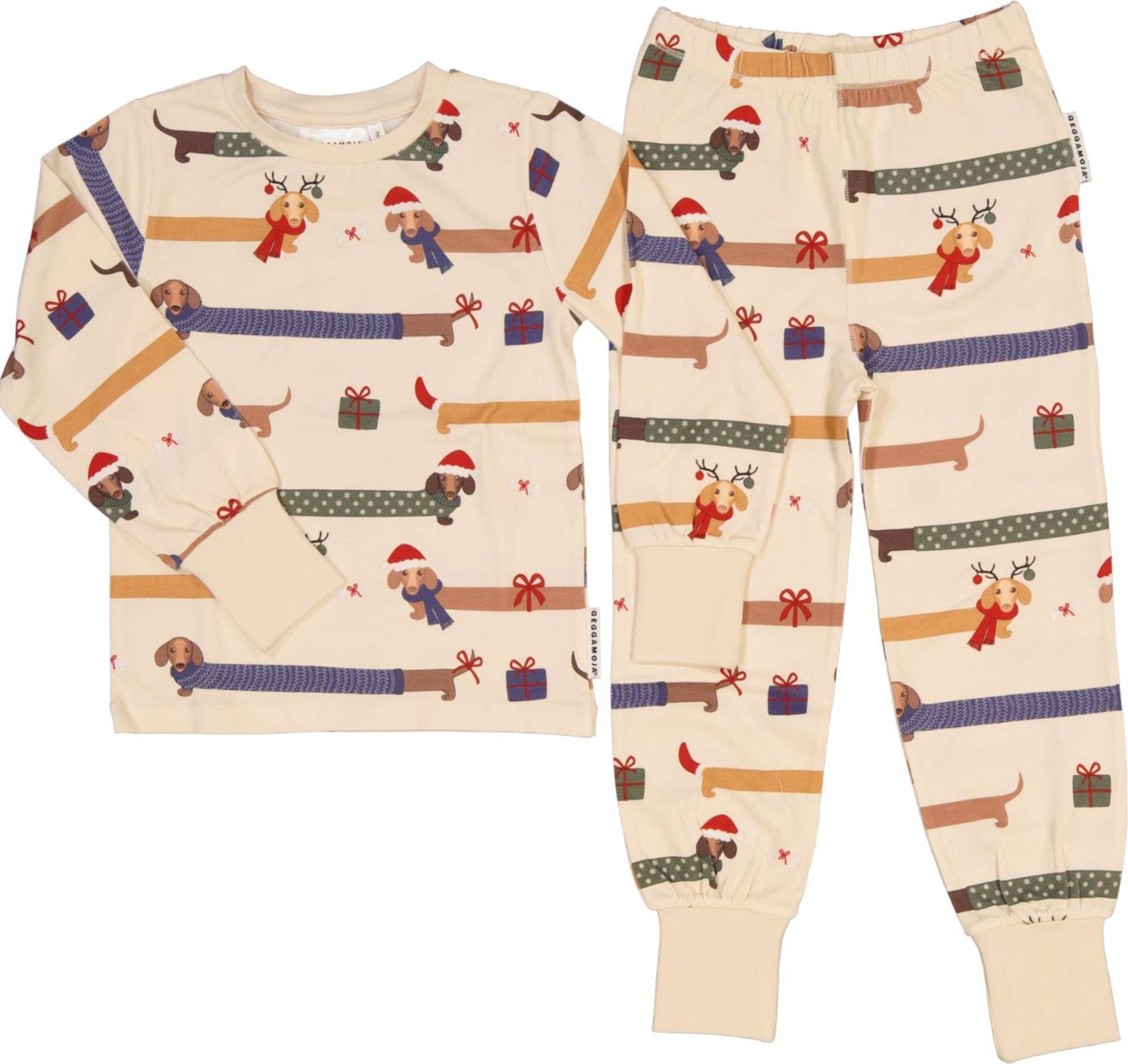 Geggamoja Bamboo Two Piece Pyjamas Santa Dogs - Multi/Patterned
