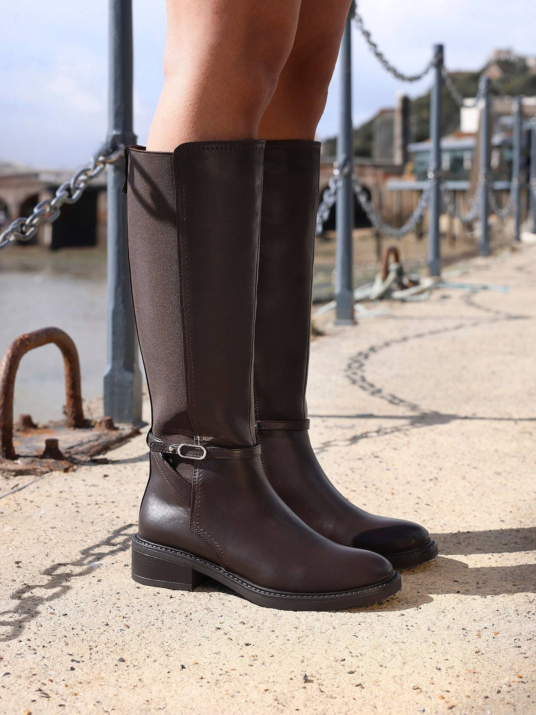 Power Brown Faux Leather Riding Boot - Standard Fit