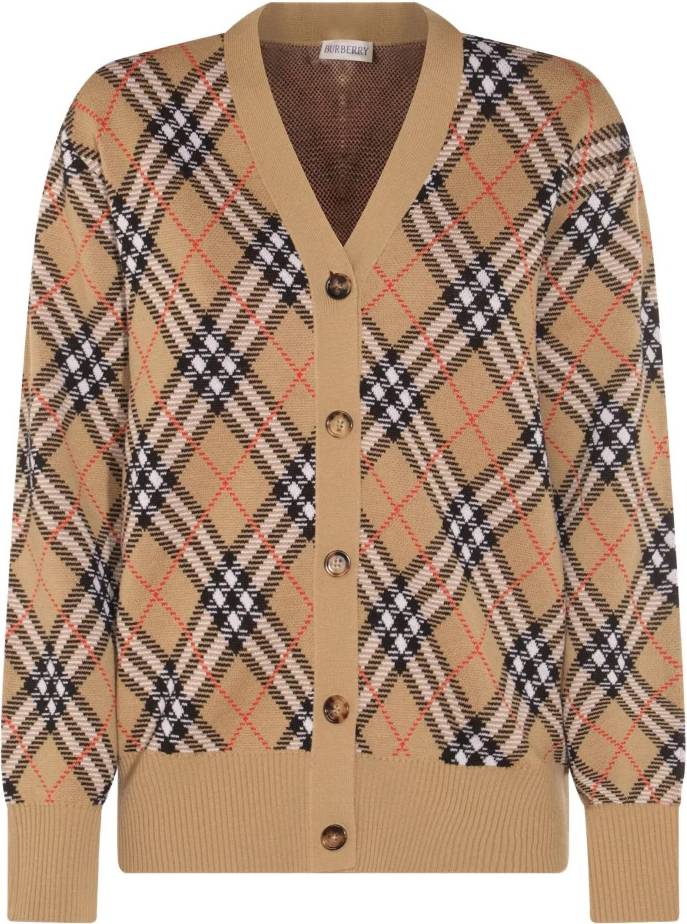 Burberry Stickade Tröjor Rutig Sandstil Topp -