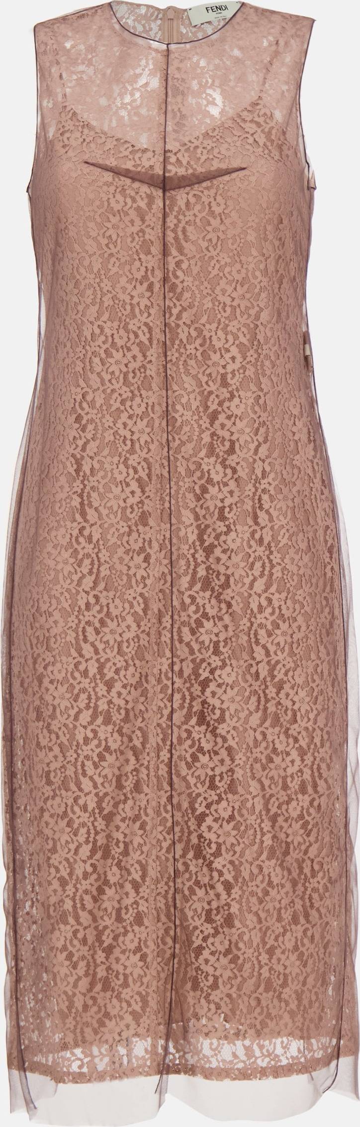 Pink Lace Dress Dame - Rosa