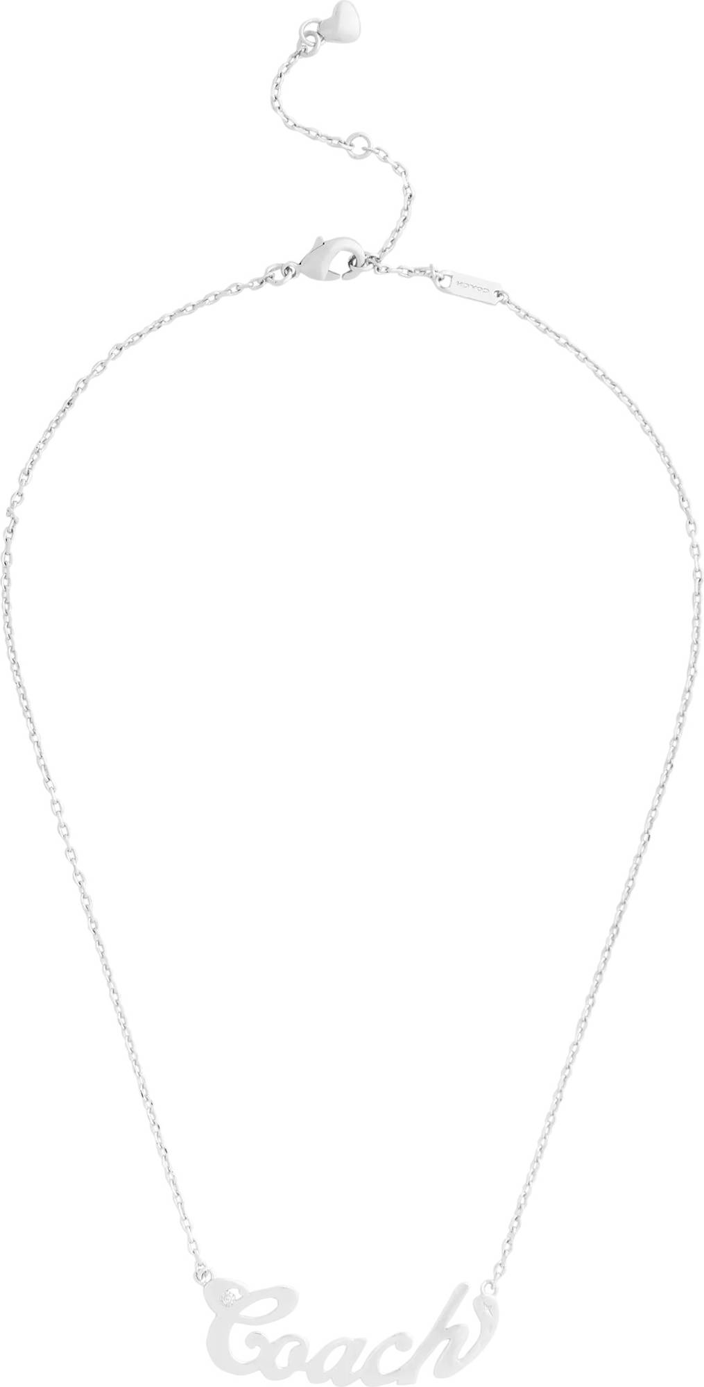 Coach Name Plate Necklace - Rhodium