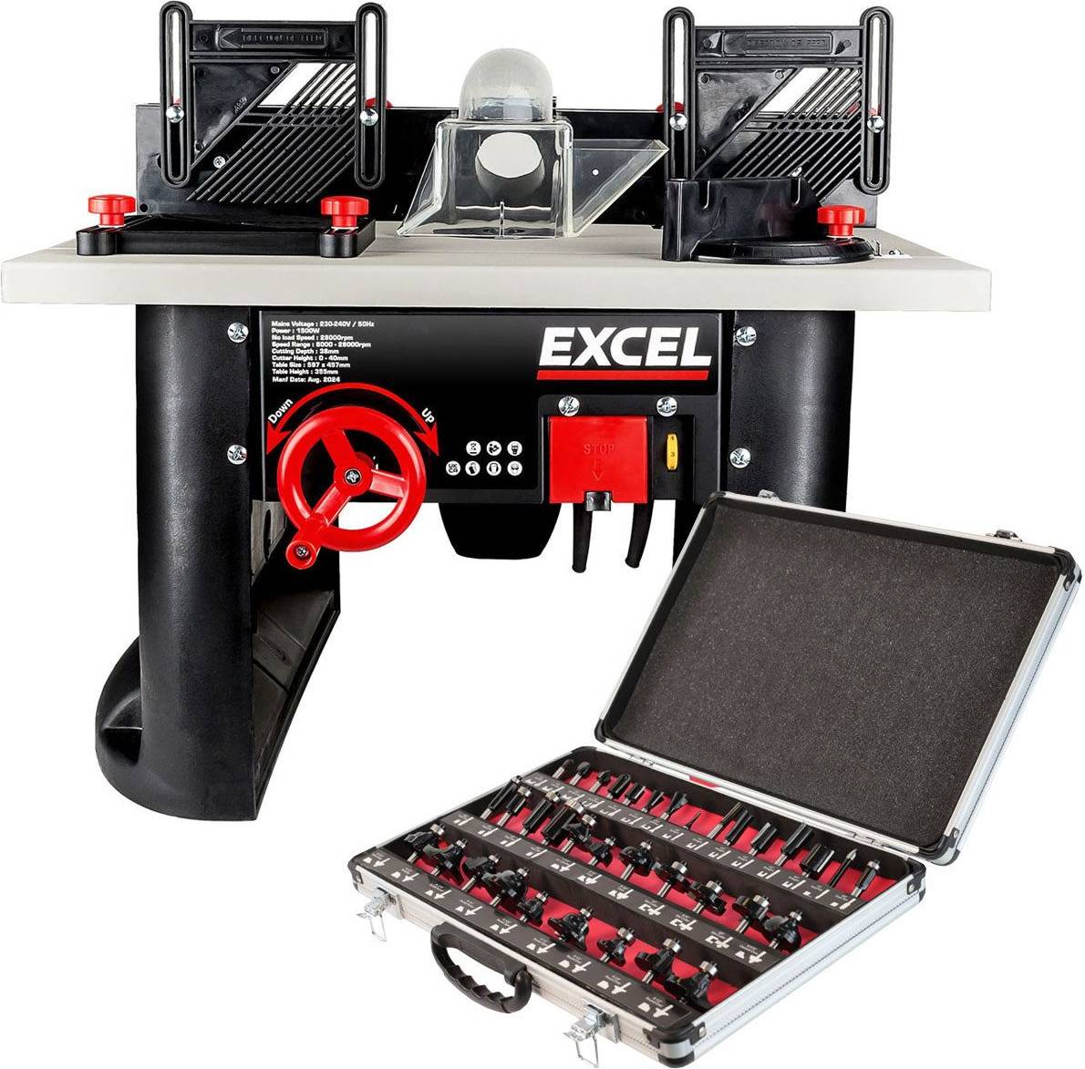 Excel Table Router Cutter 240V 1500W Black 35 Pieces