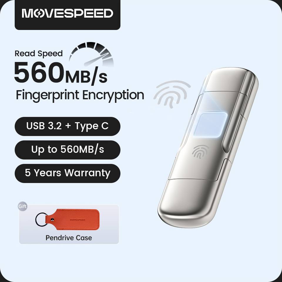 USB Flash Drive 256GB Fingerprint Encryption
