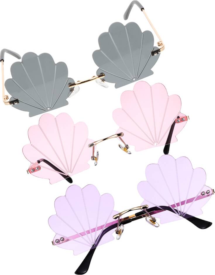 Inoomp Frameless Shell Shape Rimless Sunglasses