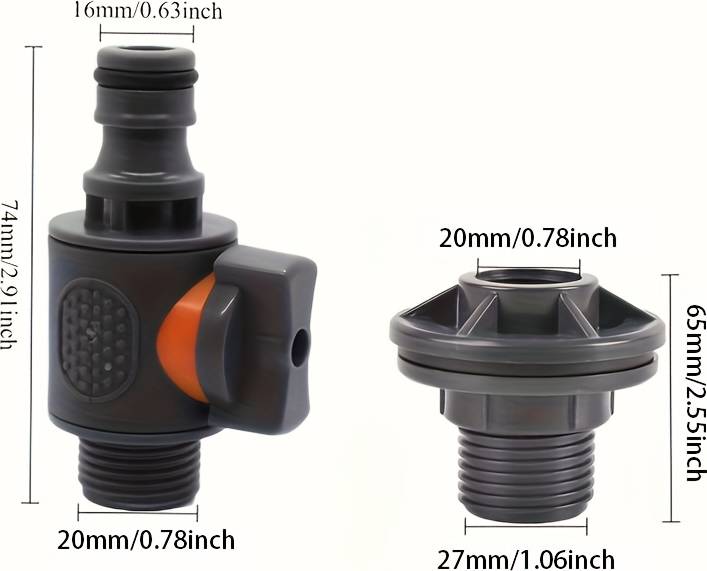 Temu 2pcs PVC Material Water Tank Adapter With Valve