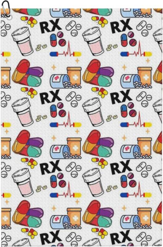 WHIBOS Pharmacy Pattern Golf Towel