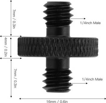 1/4 Inch To 1/4 Inch Male Threaded Tripod Screw Adapter
