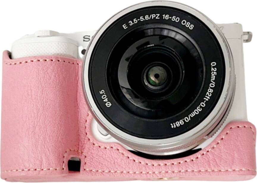 Pink Leather Camera Bottom Cover Buffalo Texture