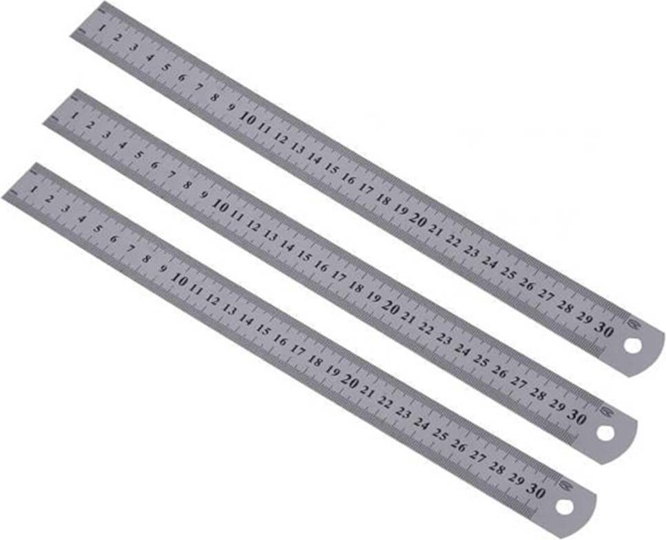 Tlily 3X Stainless Steel Ruler Measure 30cm 12 Inch Measurement tool