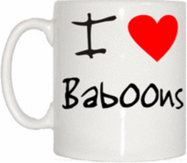 TeeTreeDesigns I Love Heart Baboons Cup & Mug