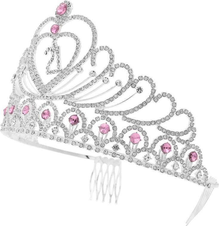 Princess Crown Birthday Tiara Pink Rhinestone