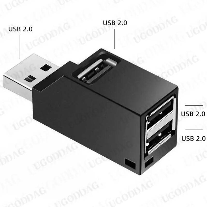 USB 2.0 Hub Black Adapter Extender Mini Splitter Box