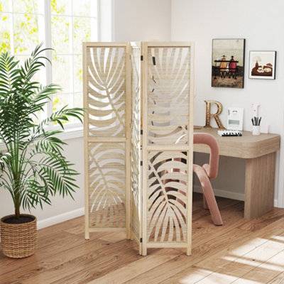 Homcom 3 Panel Natural Wood