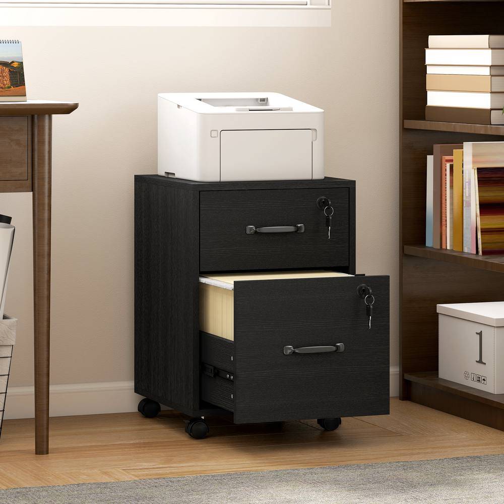 Homcom Roll File With Drawer Black Storage Cabinet